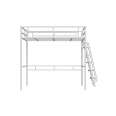 원룸 철제 성인 벙커침대 게스트하우스 낮은 어른 2층침대 퀸사이즈, 1500mmx2000mm, WHITE 경사 사다리 (오른쪽)