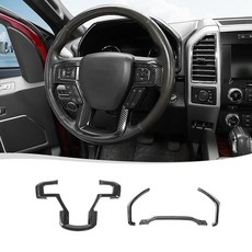 Voodonala 포드 F150 F250 F350 슈퍼 듀티 2015-2020용 F150 스티어링 휠 커버 트림 퍼플, 카본 파이버 블랙