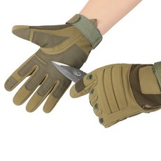戰術手套 軍迷特種兵全/半指手套 防割護關節觸屏騎行手套 耐磨透氣機車手套, 沙色,L