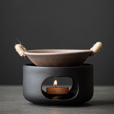 臺南出貨 溫茶爐 日式蠟燭溫茶爐煮茶爐子茶壺加熱底座溫茶器烤茶盤香爐炒茶烘茶器, 其言溫茶器+燭託+雙耳纏線提, 1個