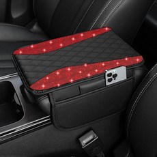 NBTEPEM 레드 카 센터 콘솔 커버 가죽 자동차 팔걸이 커버 쿠션 보관 가방 2개 범용 자동차 중간 콘솔 커버 자동차 액세서리 내부 대부분의 차량용