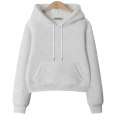[ANSANGSA] 무지 여성 semi크롭 루즈핏 후드 스웨트셔츠