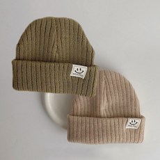 KC인증 아기 비니 미소 골지 2P 세트