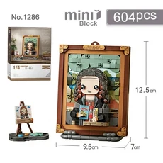 세계적으로 유명한 그림 모나리자 장식 작은 입자 퍼즐 조립 빌딩 블록 어린이 장난감 선물, 02 1286 With box
