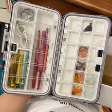 good 鉤針收納盒透明分隔棒針收納織毛線工具亞克力分格儲物盒, 1個, 針織 :防氧化小物件收納盒,透灰小號-多格 無隔板收納, N/A