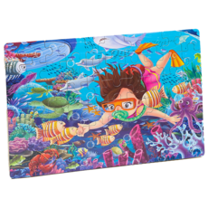 卡通拼圖 兒童益智玩具 趣味拼圖 鐵盒裝, 【60片】海底世界, 1個, 60片