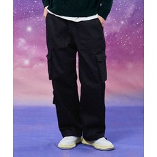 [와이케이] 멀티포켓 코튼 카고 밴딩 팬츠 블랙