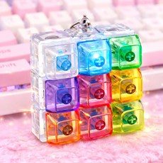 UB toy 키보드 키캡 키링 고급 전체 LED 청축, 1개, 레인보우 1개, 레인보우