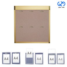 6구 철재 갈바 A4 게시판 아파트 엘리베이터 공공기관, 집게, 은색몰딩-디자인배경