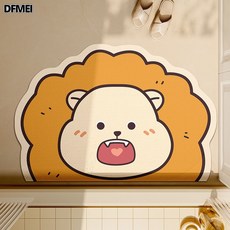 DFMEI 卡通浴室地墊衛生間門口硅藻泥強吸水速幹防滑耐磨腳墊廁所墊子, 1個, 獅獅