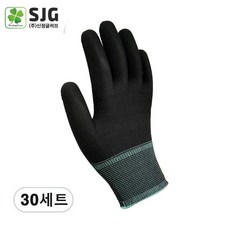 SJG 클로버 PU 내피장갑 속장갑 30켤레, 블랙 M, 30개