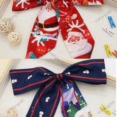 聖誕上新 聖誕節裝飾 聖誕節氛圍新款聖誕款髮帶雙麵新年絲巾長條飄帶可綁禮盒包包髮飾多功能 耶誕節裝飾, 5條全套組合, 1個