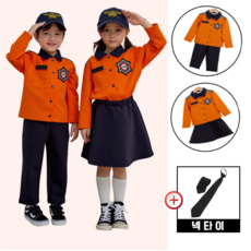 아기 유아 아동 어린이 소방관복 소방대원 할로윈 코스튬 소방관 119 역할의상 코스튬, 여아세트(상의+바지+넥타이), M(7호), 1개