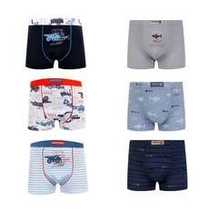 MRKIDS 印花四角內褲6件組 鯊魚+藍色汽車款