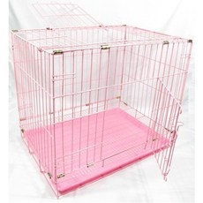 優旺寵物 2尺雙門粉紅色活動折疊式寵物籠, 1個