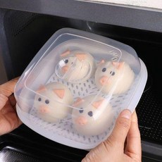 微波爐蒸盒 蒸饅頭包子餃子專用盒 帶隔水, 1個, 日本進口正品微波爐蒸饅頭包子餃子專用盒蒸