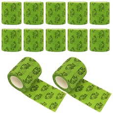 이지유 애견 자가점착 붕대 신발 강아지 일회용 산책 양말, 12개, 그린 강아지