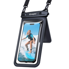 리나 갤럭시 아이폰 전기종 투명 이중포켓 길이조정 스트랩 방수팩, 1개, 블랙