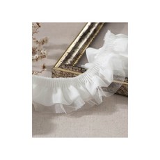 퀼트스타 파스텔 쉬폰 망사 주름레이스_화이트 37, 1개, 화이트