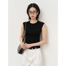 매장정품 제너럴아이디어 아세테이트 크루넥 슬리브리스 [BLACK] WBE2L01533