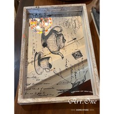 AB05572 托盤/鏡面/反光/插圖/黑白/木/擺飾