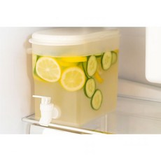 냉장고 물 디스펜서 3L 사각 꼭지형 레몬워터 음료 저장용기