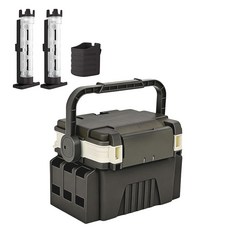 낚시박스 낚시용품 보관함 다용도 태클박스 6L/13L+낚시대꽂이 2개+물컵걸이, 블랙+화이트, 1개 블랙+화이트, 1개