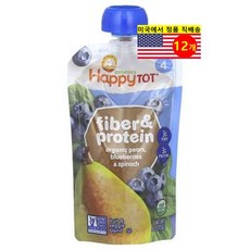 Happy Family Organics 24개월 이상 유아용 오가닉 과일 채소 섬유소 단백질 이유식 113g 6개, 12개