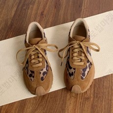 레오파드 운동화 빅사이즈 스니커즈 호피 표범무늬 데일리 편안한 세련된 프린트 스웨이드 가죽운동화 편안한착용감 가벼운 경량 캐주얼 두꺼운밑창 트렌디한