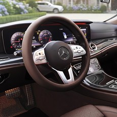 지엠지모터스 차량용 신소재 가죽 핸들커버 그립퍼, 초코브라운