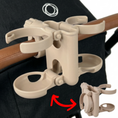 DUGN 접이식 가변형 자전거 유모차 컵홀더 휴대폰 멀티 1구 2구 3in1 듀얼 거치대, 베이지, 1개