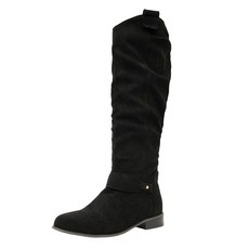 Getmorebeauty 여성용 겨울 부츠 무릎 높이 부츠 플랫 스웨이드 사이드 지퍼 허벅지 높이 부츠 베이지.