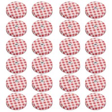 레드 체크 무늬 레귤러 마우스 메이슨 병 빨대 뚜껑 6.9cm(2.7인치) 금속 스테인리스 스틸 메이슨 병 음료 뚜껑 빨대 구멍 누출 방지 식기 세척기 사용 가능 70mm (6, 24