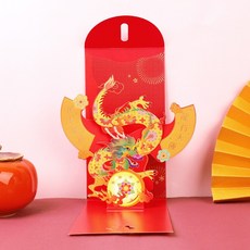 【3D立體紅包袋】6入 紅包直接當吉祥物 龍馬精神 龍行大運 萬事如意 驚豔擺飾品 過年農曆新年喜慶, 1個, 紅色