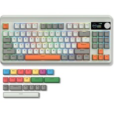 TFT 스마트 및 노브가 장착된 Womier M87 75% 기계식 키보드 개스킷 마운트 트라이 모드 무선 블루투스2.4G 핫 스왑 가능 선형 스위치 Mac Win용 PBT RGB, Carbon