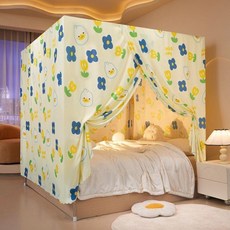 布蚊帳一體式牀幔 遮光保暖 孕婦家用防塵防隱私牀簾, 小黃鴨【只有布蚊帳】,寬1米*長2米