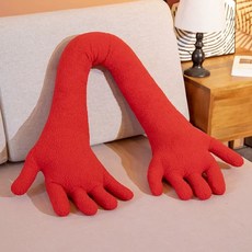 손가락 긴팔 쿠션 베개 모양 봉제 죽부필로우 손모양 차박, 80cm, 테디 플러시 레드