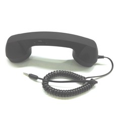 레트로 수화기 핸드셋 마이크조절 전화기, 블랙 + Apple 어댑터