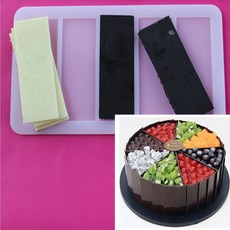 얇은 초콜렛 실리콘 몰드 직사각형 만들기 틀 베이킹, 화이트 라지 x04 (4cmx11cm), 1개