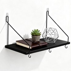 2 Pack Black Cubicle Shelf With Hooks For Fabric Walls 12'' Wooden Office Cubicle Accessories for, 2 Pack Black Cubicle Shelf Wit