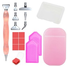 보석십자수 LED led 도구 드릴 페인팅 액세서리 스테인레스 수지 금속 팁 포인트 키링 아트 펜 DIY 스틸, F_핑크 세트, 1개