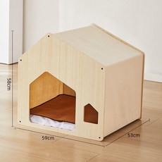 실내 반려견 침구 고양이집 숨숨집 예쁜 강아지집 원목, 원목 대형 고양이집