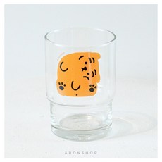 MUZIK TIGER 韓國文創插畫飲料杯, 1個, 歪頭款玻璃杯-橘胖虎
