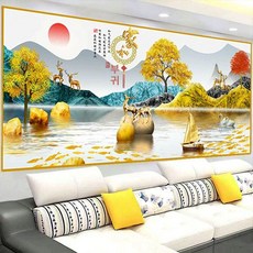 액자 액자형 재물 한쌍 황금 돈나무 DIY키트 금빛, 초대형 120 x 240cm, 1개, kh-25