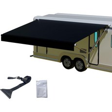 RV 차양천 교체용 원단 18.5온스 야외 비닐 캠퍼 트레일러 모터라이즈 차양 내후성 내구성 캐노피 16피트천 15피 2인치 블랙, 11'(Awning Fabric 10'2"), Black