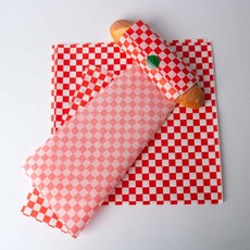 레드 체커보드 유산지 30 X 30 cm 햄버거 샌드위치 토스트 빵 김밥 피크닉 포장지, 1개, 200개입