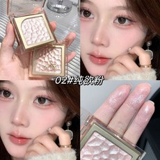 肥四推荐 未來式閃耀高光粉 提亮珠光碎鑽顯色高光盤 立體水光土豆泥, 1個, 02#純欲粉*粉嫩甜系