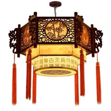 훠궈 샹들리에 중국집 홍등 레스토랑 장식등 펜던트 연등 중식당 인테리어 조명, 1. 노란색 가죽 60cm