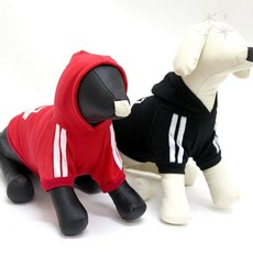 반려견 스포츠 라인 후드 의상 검정 빨강 면 소재 편안한 착용감 산책 외출, 1개, 상세페이지 참조