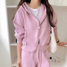 여성용 체형커버 되는 봄 데일리 가벼운 루즈핏 투웨이 크롭 후드집업